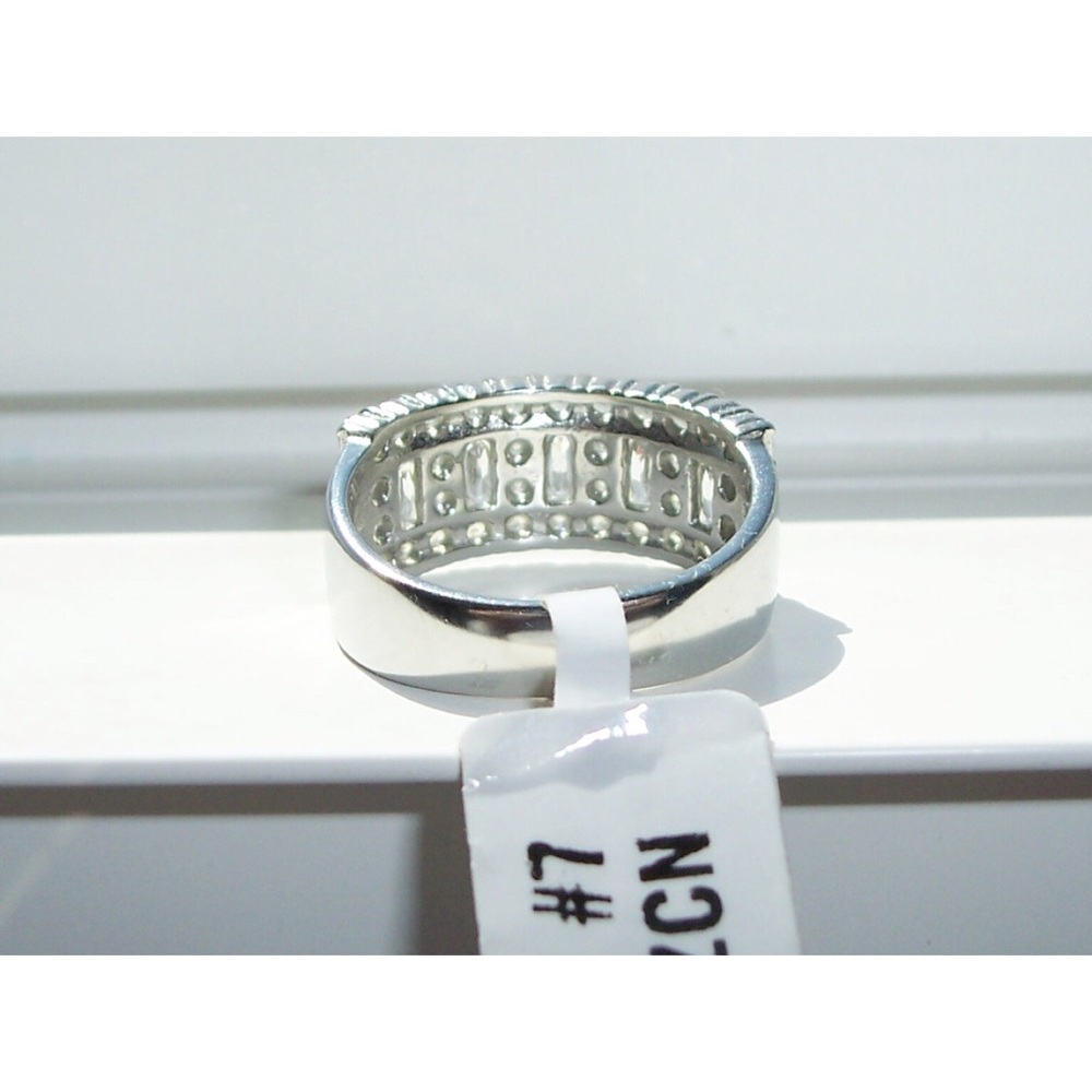 STAINLESS STEEL Round & Baguette. Cubic Zirconia Band Ring - Picture 11 of 14
